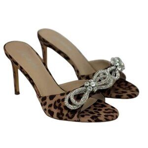 LILIANA / Zaha-4 / Leopard Print / High Heel / Mules / With Rhinestone / Bow Acc